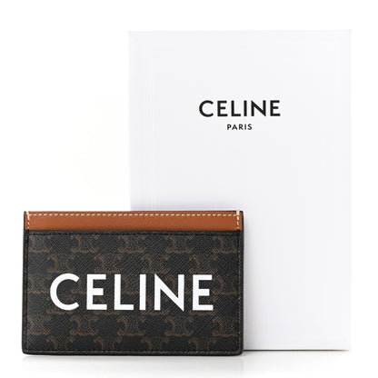 Celine Triomphe Canvas Card Holder Tan 7 of 7