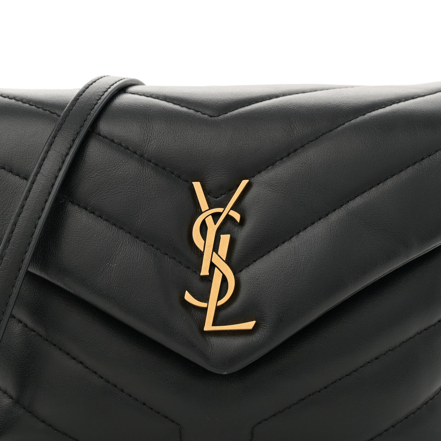 Calfskin Y Quilted Monogram Toy Loulou Crossbody Bag Black