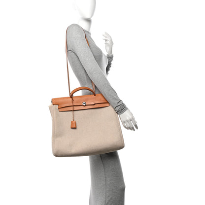Hermes Toile Vache Calfskin Herbag 40 GM Natural 3 of 14