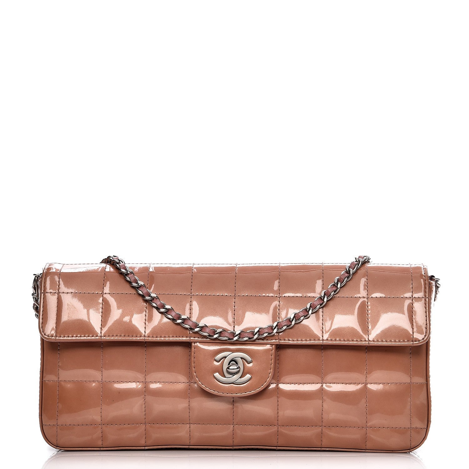 Chanel Patent East West Chocolate Bar Flap Pink 1 of 7