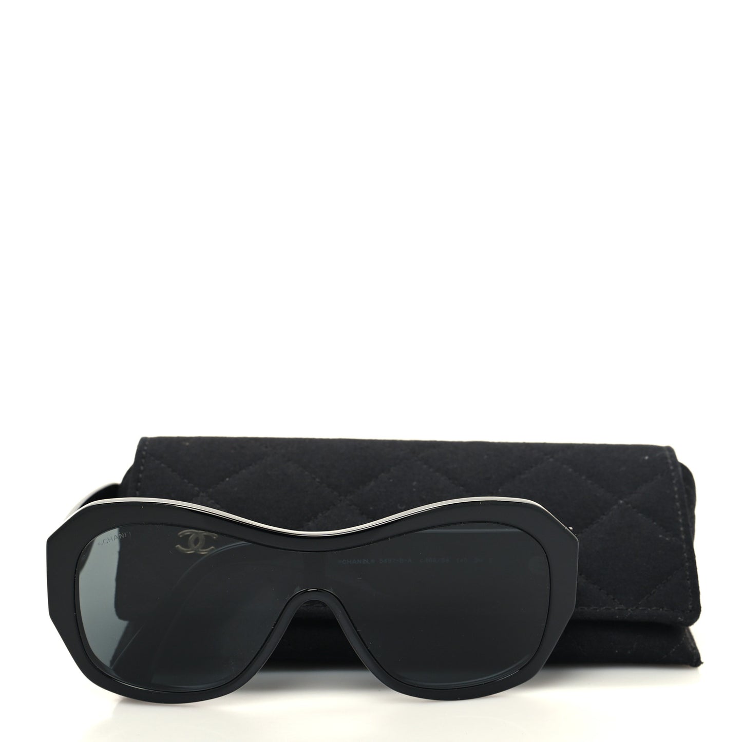 Acetate Crystal CC Shield Sunglasses 5497-B-A Black