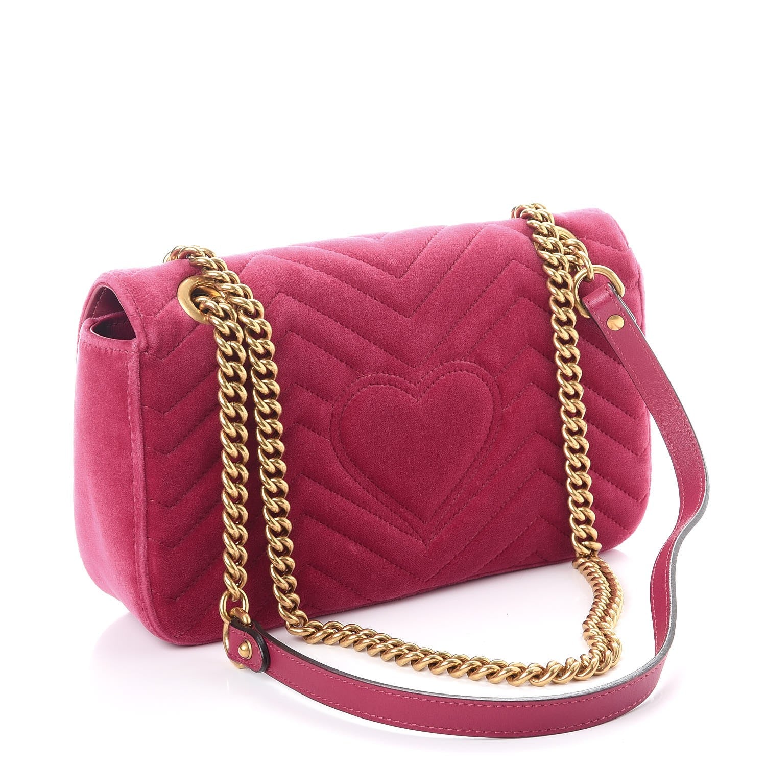 Gucci Velvet Matelasse Small GG Marmont Shoulder Bag Light Raspberry Rose 4 of 11