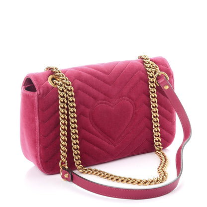 Gucci Velvet Matelasse Small GG Marmont Shoulder Bag Light Raspberry Rose 4 of 11