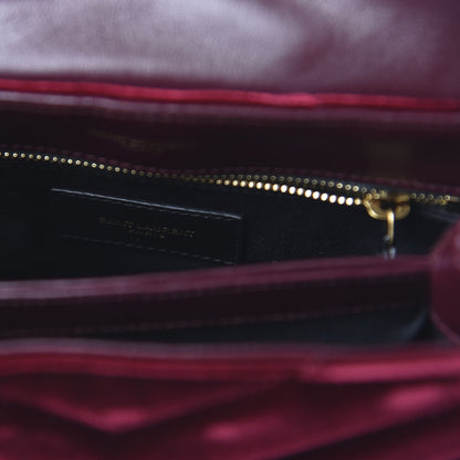 Saint Laurent Velvet Y Quilted Monogram Toy Loulou Crossbody Bag French Burgundy 9 of 10