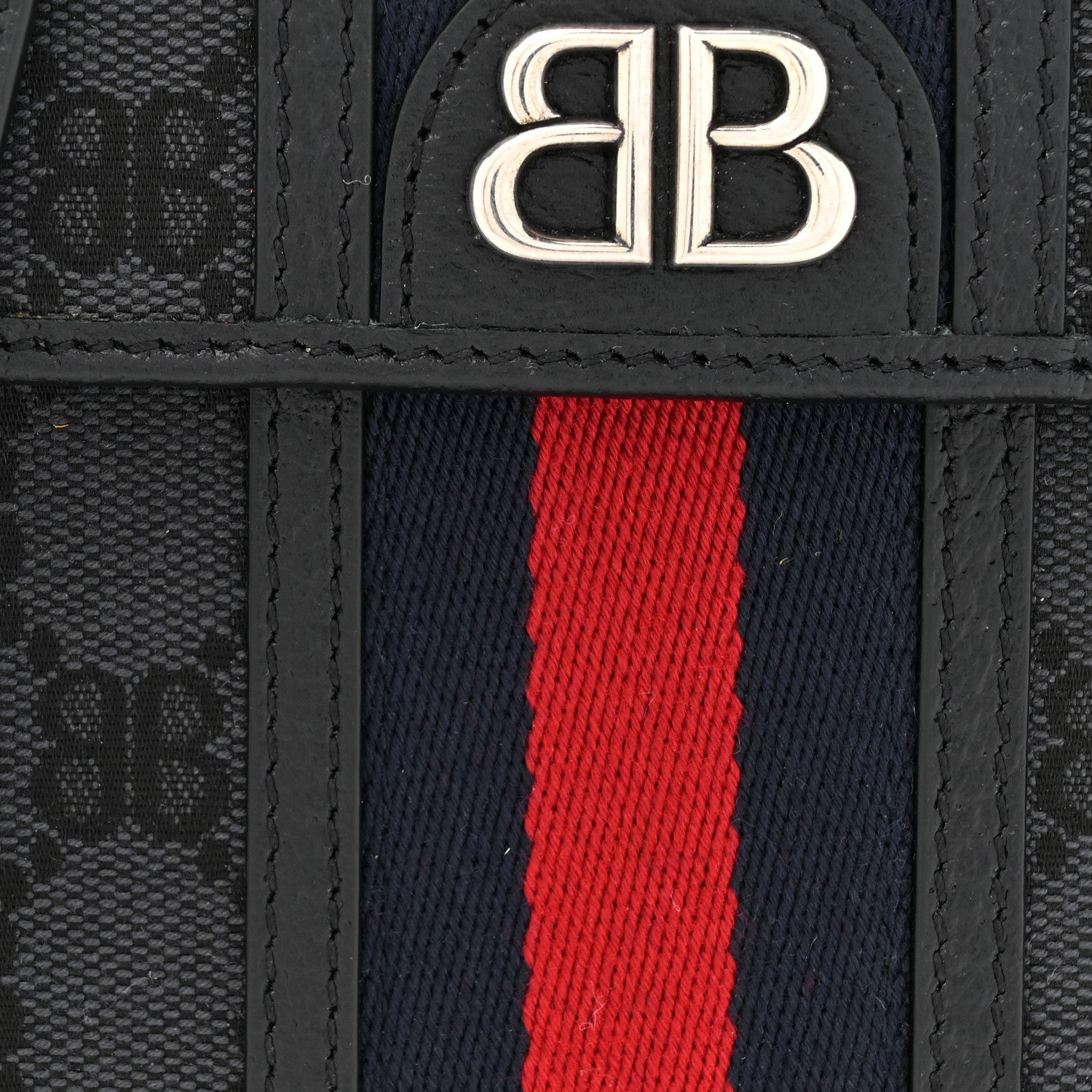 Gucci X BALENCIAGA BB Monogram Web Mini Ophidia Crossbody Bag Black 9 of 11