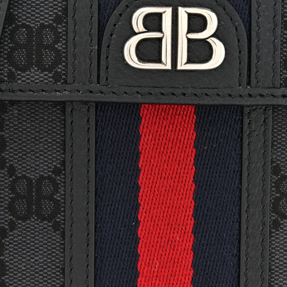 Gucci X BALENCIAGA BB Monogram Web Mini Ophidia Crossbody Bag Black 9 of 11