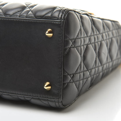 Christian Dior Lambskin Cannage Medium Lady Dior Black 10 of 11