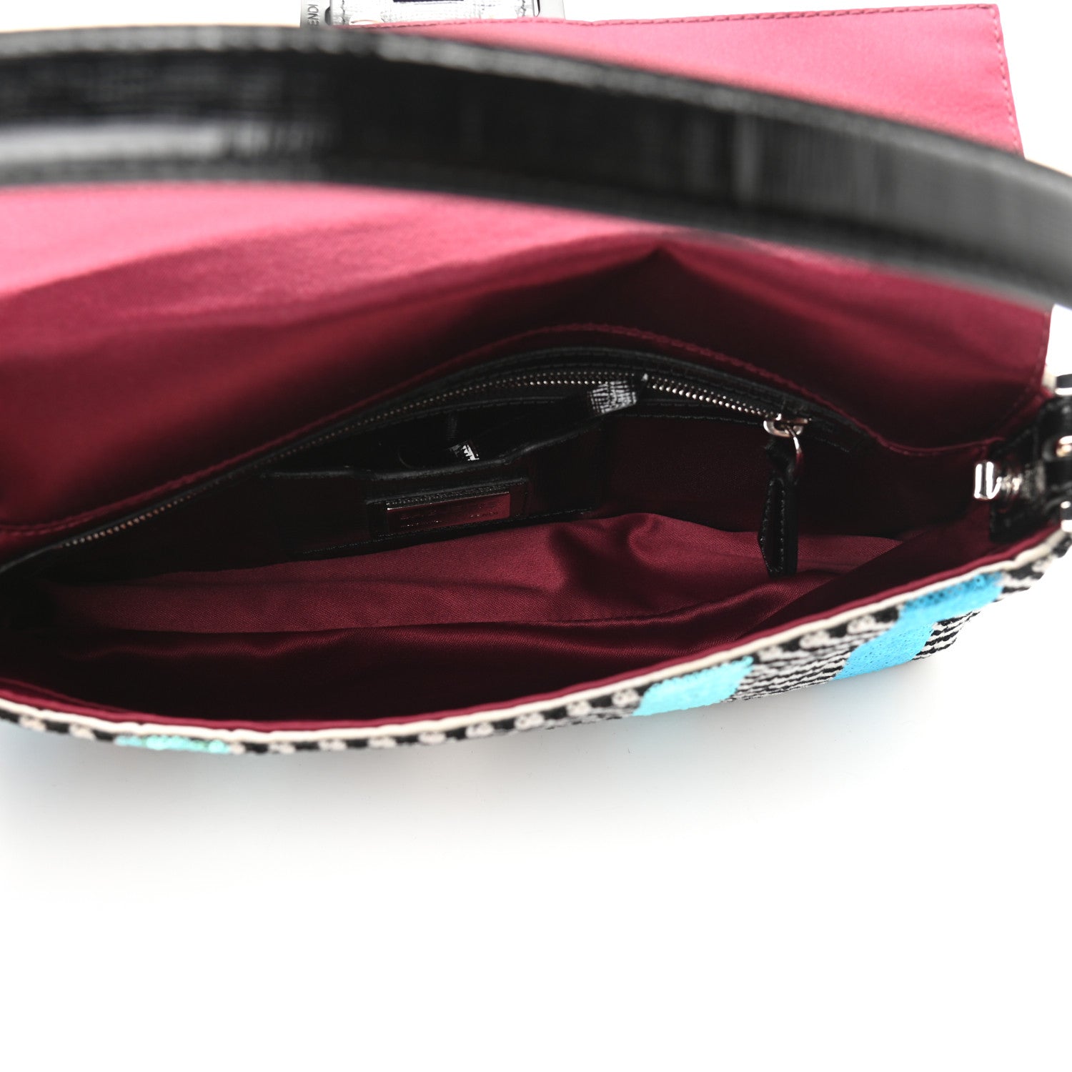 Fendi Sequin Chevron Baguette Black White Multicolor 4 of 7