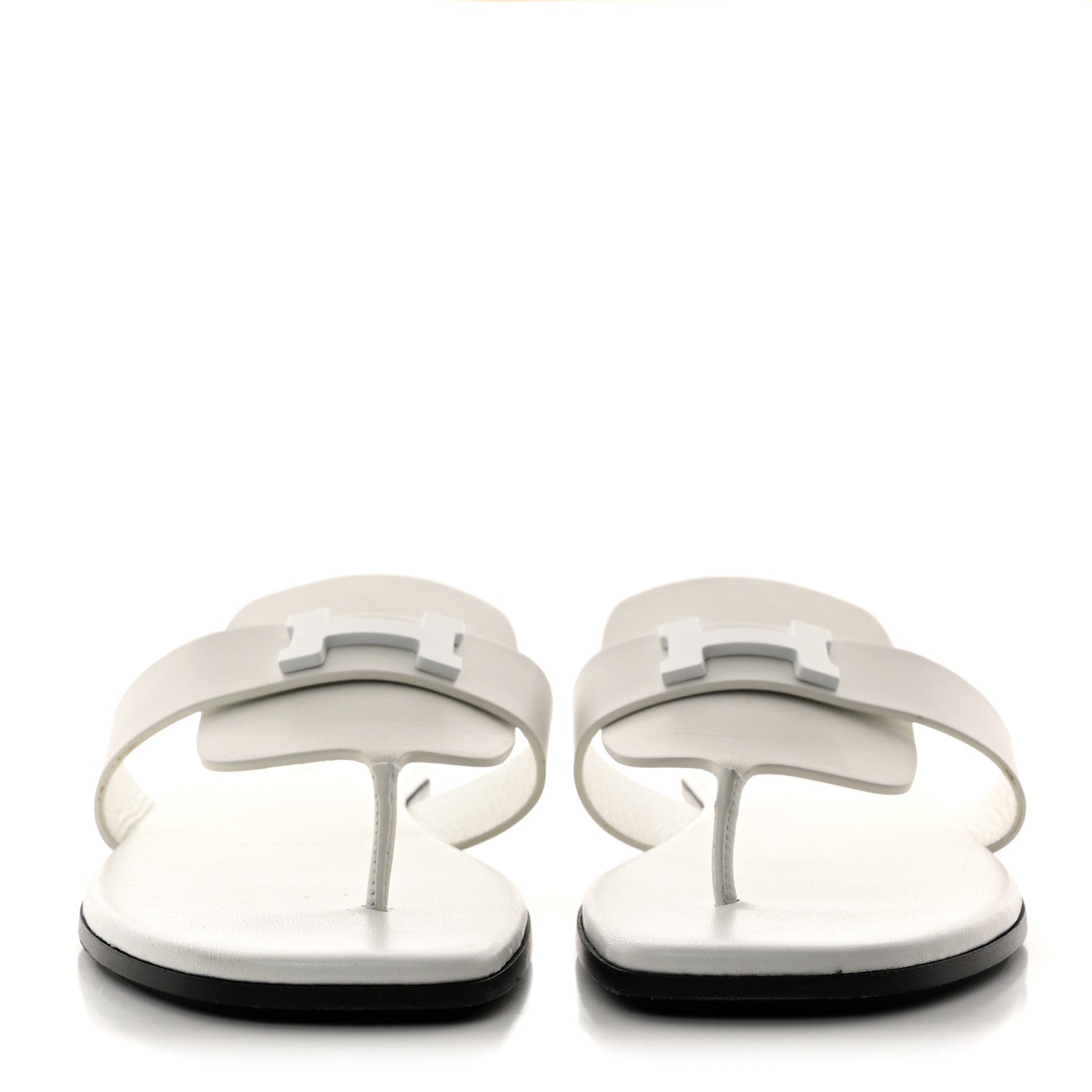 Hermes Calfskin Womens Galerie Sandals 38.5 White 2 of 9