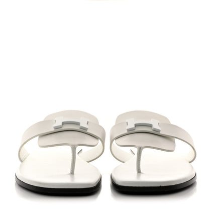 Hermes Calfskin Womens Galerie Sandals 38.5 White 2 of 9