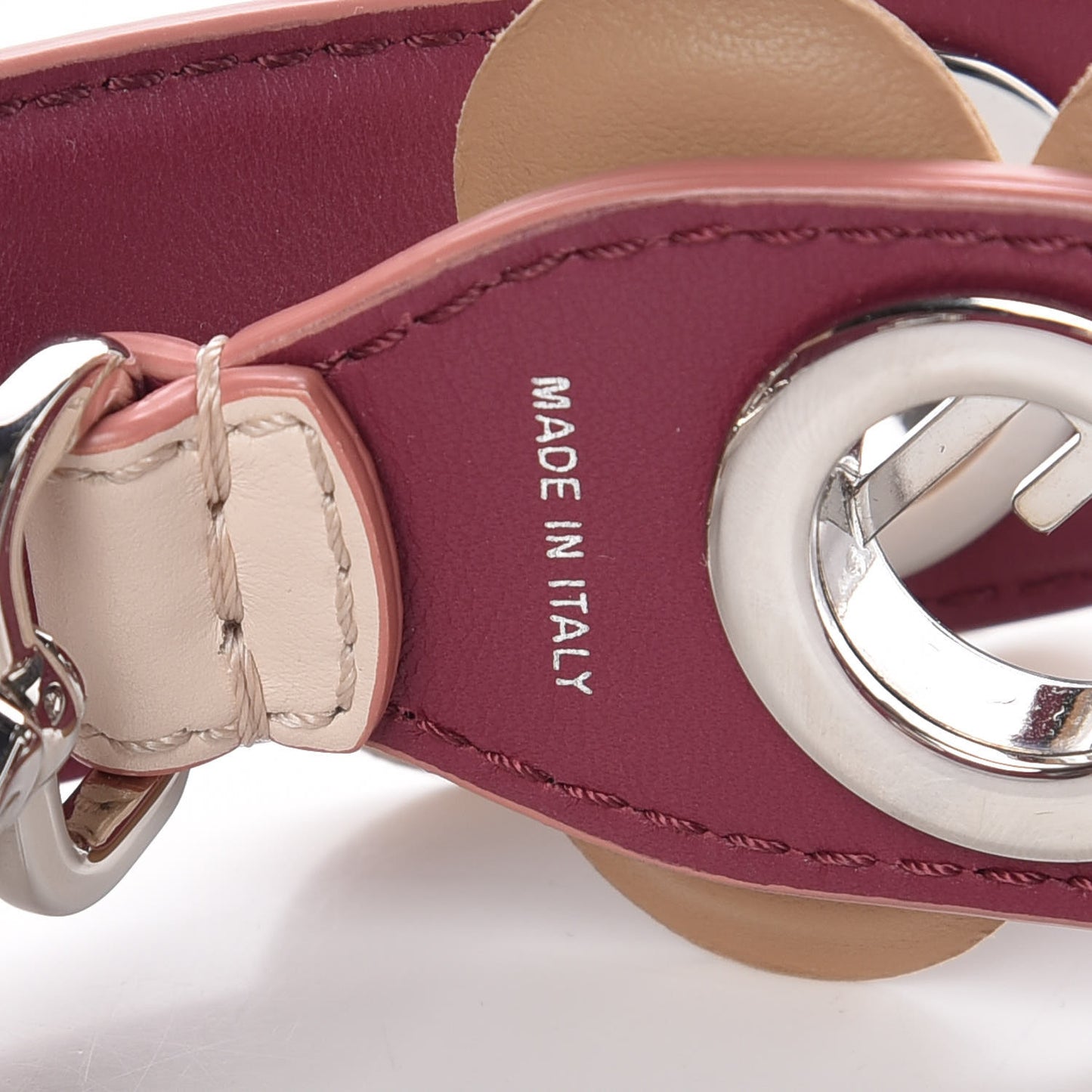 Calfskin F is Studded Flower Strap You Camelia
