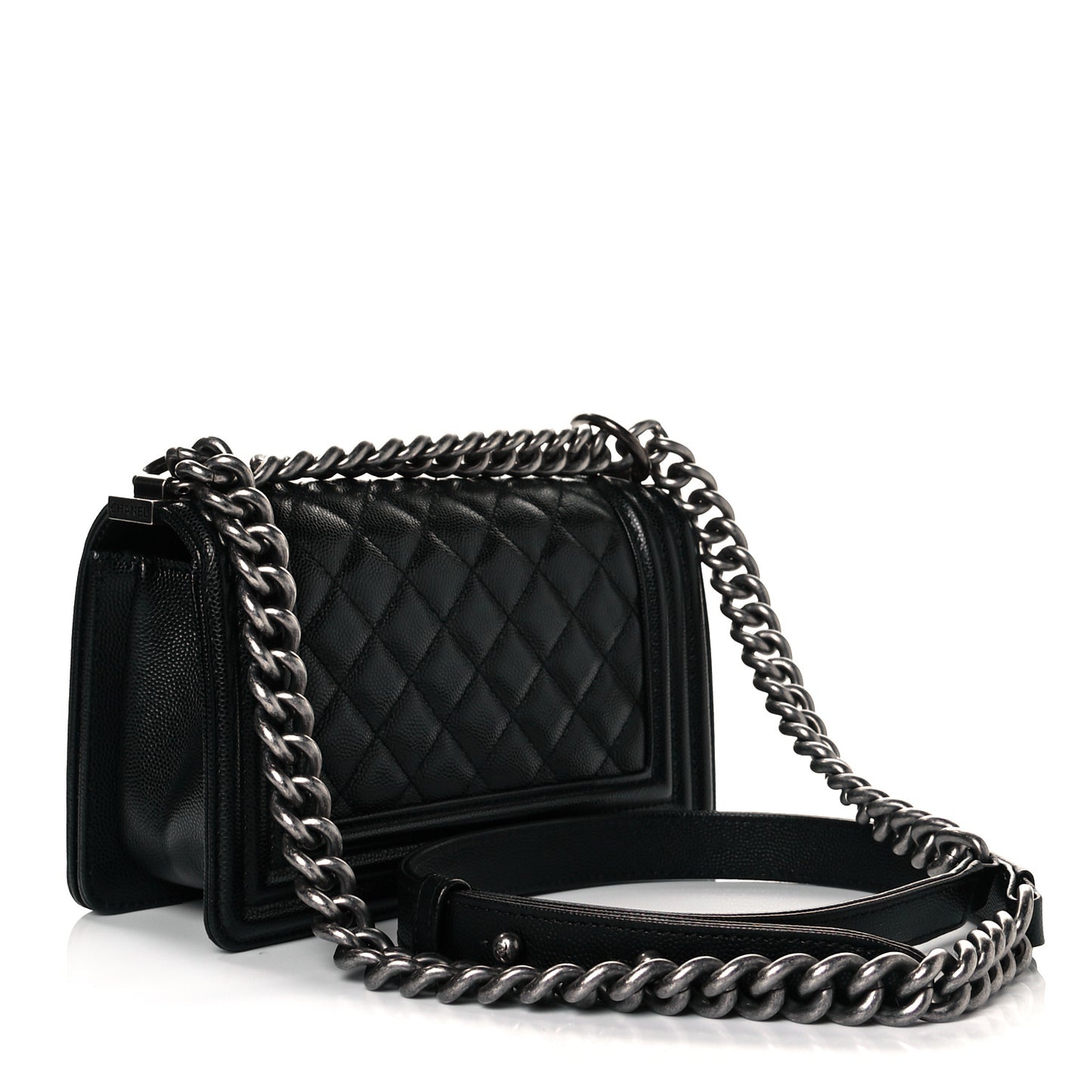 Caviar Quilted Small Boy Flap Black