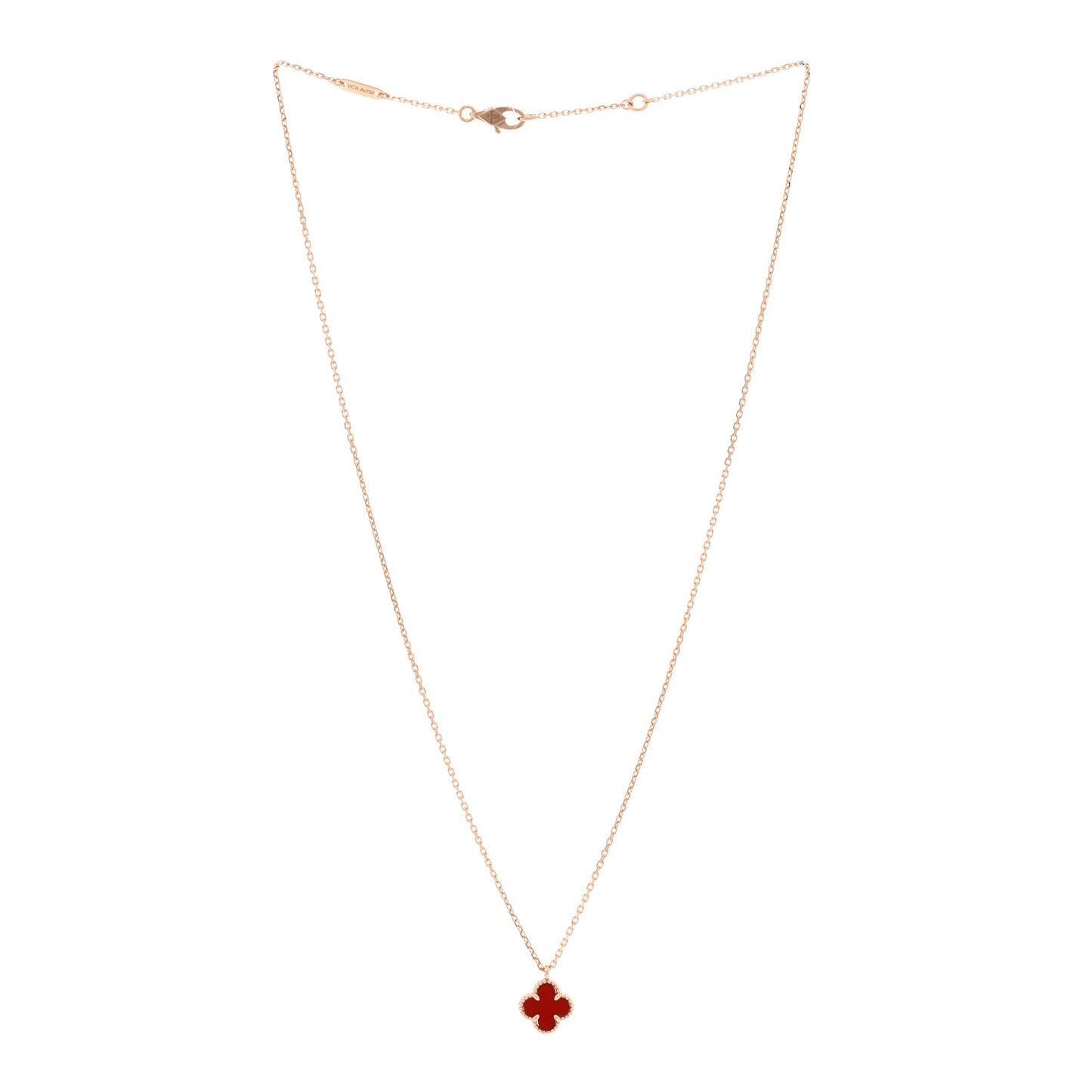 18K Rose Gold Carnelian Sweet Alhambra Pendant Necklace