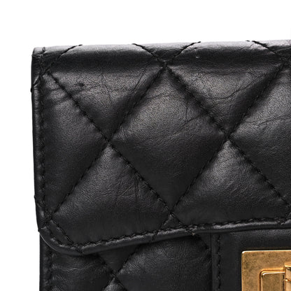 Chanel Aged Calfskin Quilted Reissue Flap Card Holder Black 12 of 15