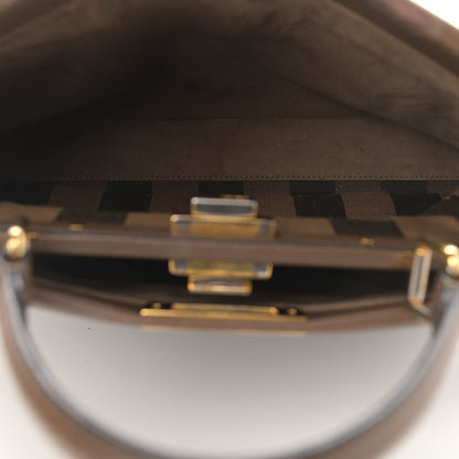 Fendi Vitello Morgan Fabric Jacquard Pequin Medium Peekaboo Iconic Satchel Foresta Tobacco Black 5 of 18