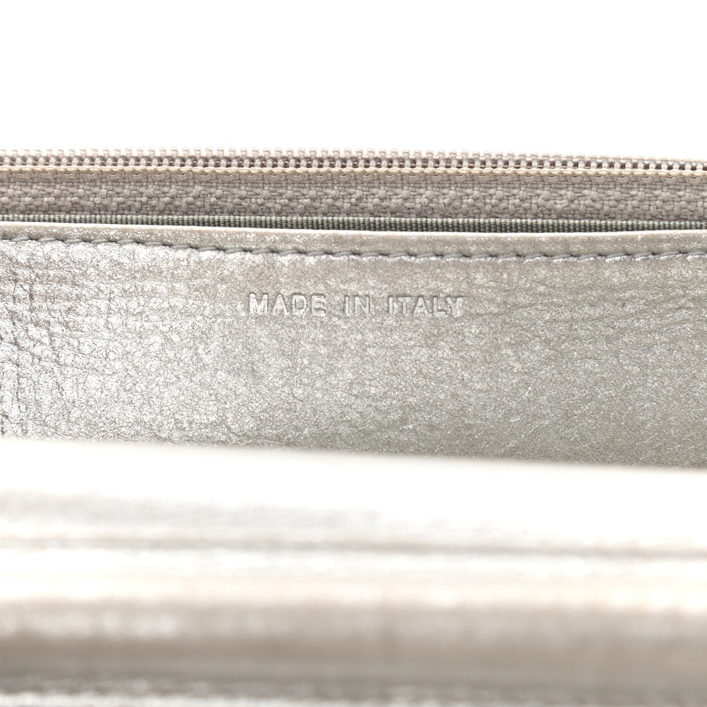 Metallic Lambskin Wallet on Chain WOC Silver