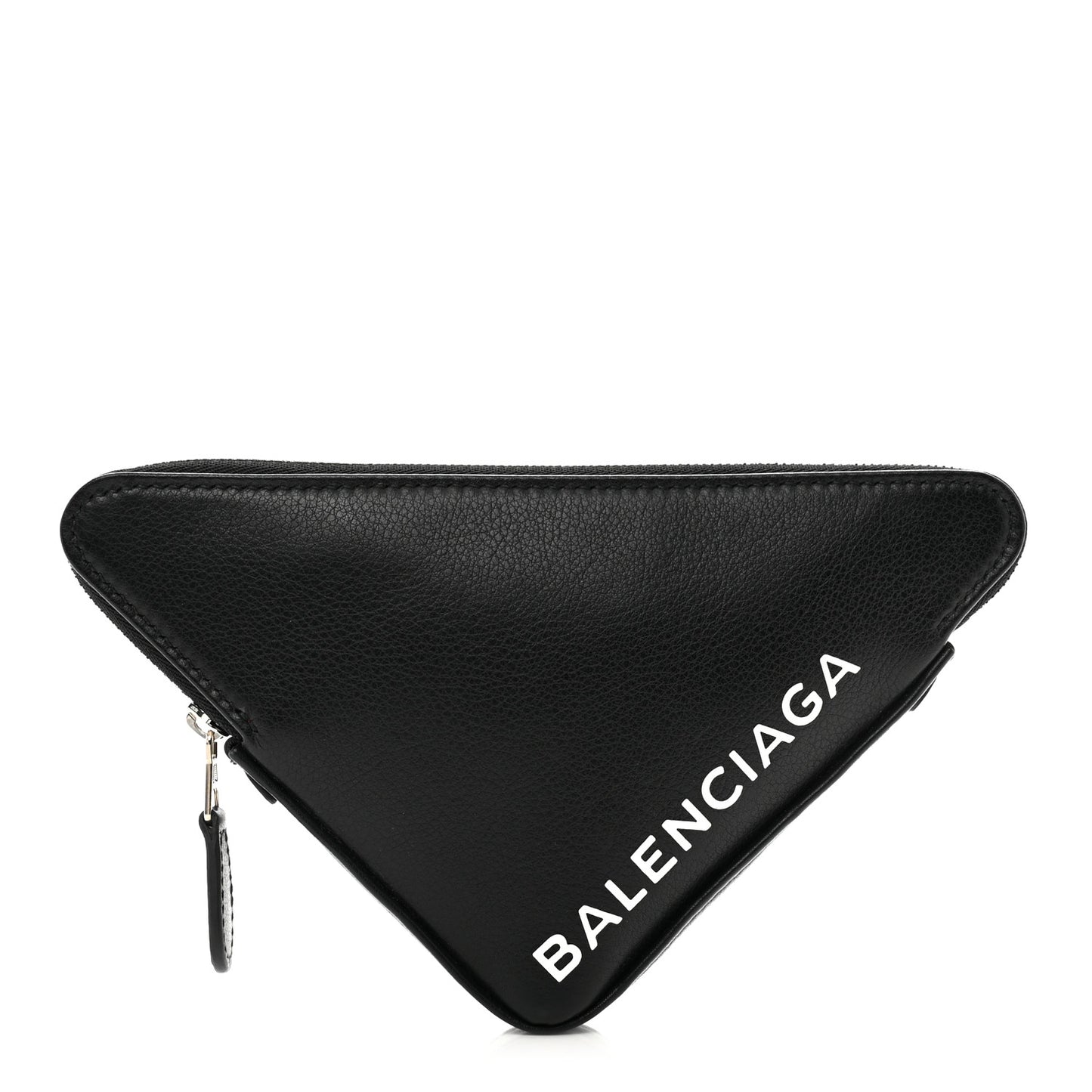 Shiny Day Calfskin M Triangle Pouch Black
