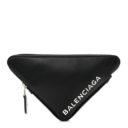 Balenciaga Shiny Day Calfskin M Triangle Pouch Black 1 of 6