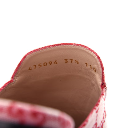Gucci Canvas GG Monogram Horsebit Womens Princetown Slippers 37.5 Gardenia Hibiscus Red 10 of 11