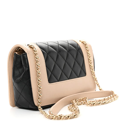 Chanel Sheepskin Quilted Medium Vintage Mademoiselle Flap Beige Black 3 of 14