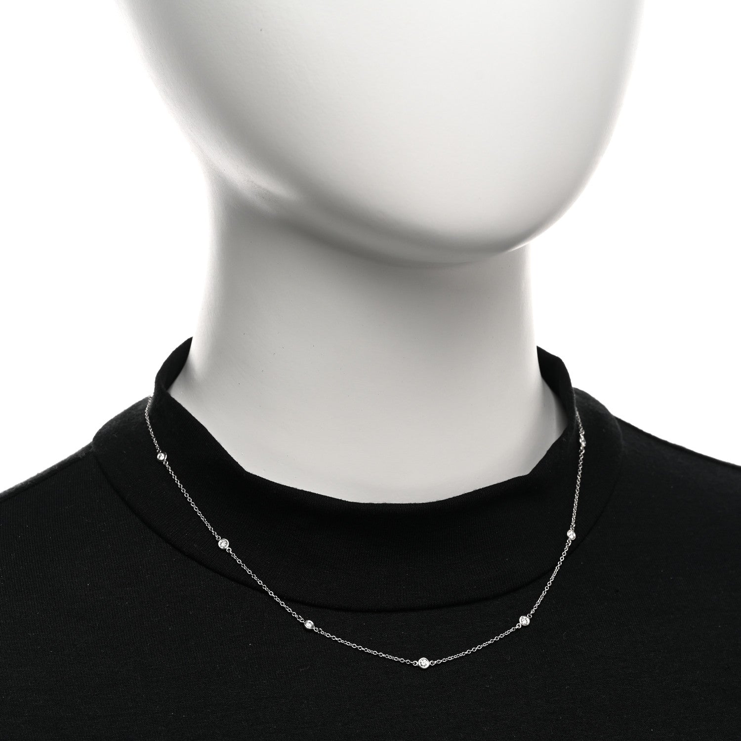 Tiffany Platinum Diamond .33ctw Elsa Peretti Diamonds by the Yard Station Necklace 2 of 5