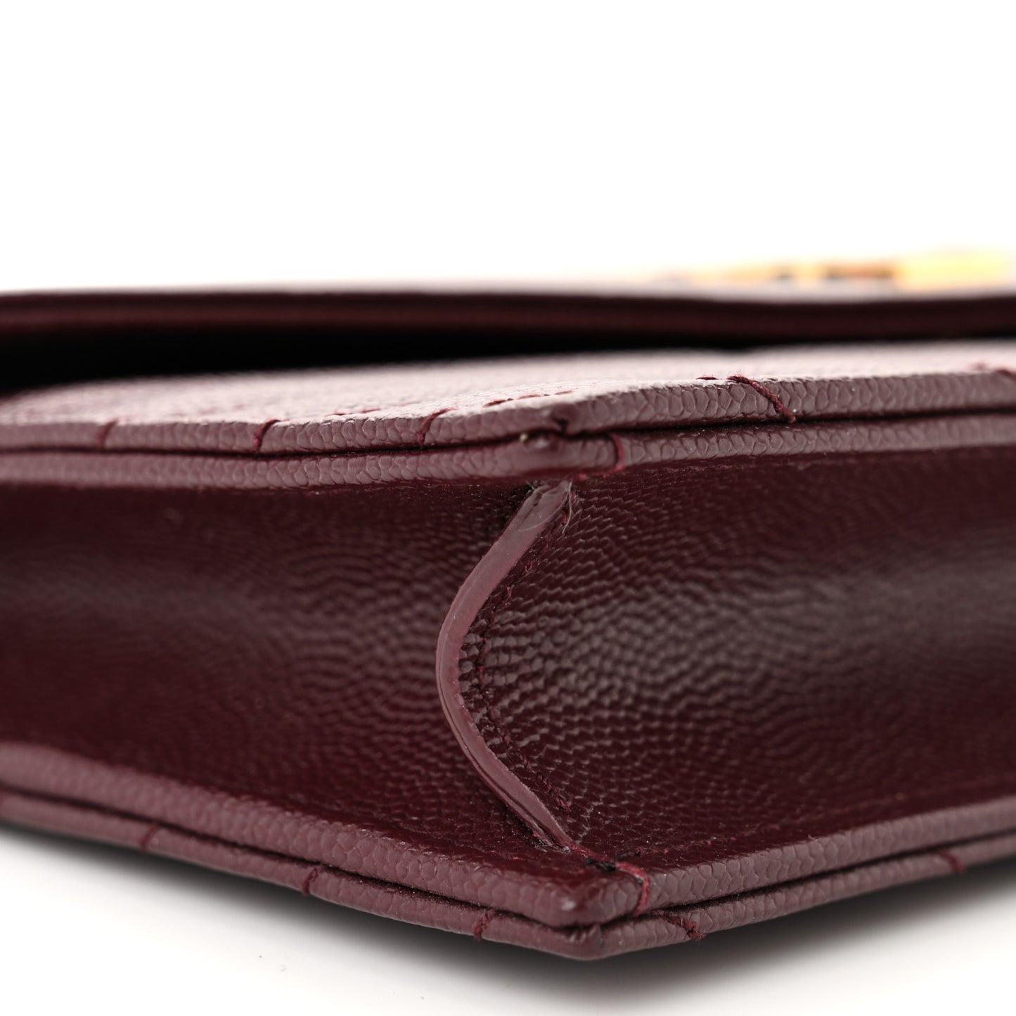 Grain De Poudre Matelasse Chevron Monogram Envelope Chain Wallet Rouge Legion