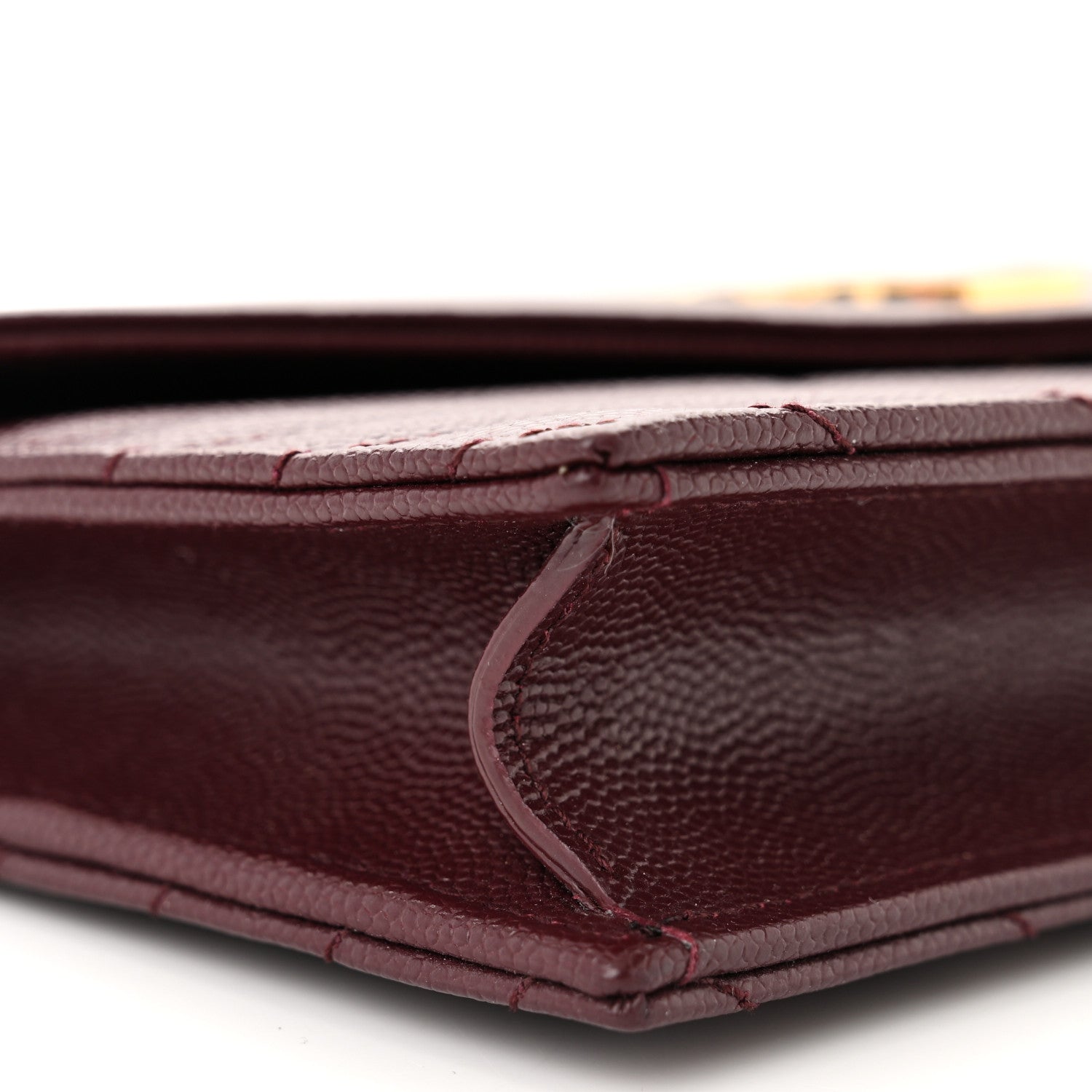 Saint Laurent Grain De Poudre Matelasse Chevron Monogram Envelope Chain Wallet Rouge Legion 9 of 12