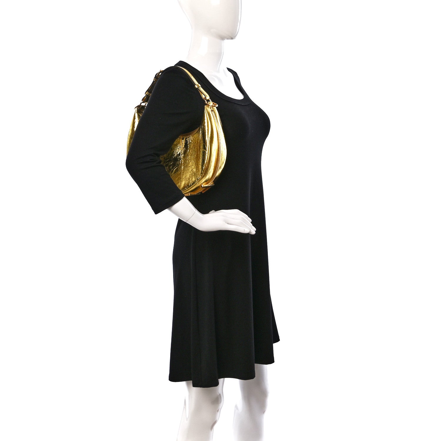 Fendi Rock Millenium Small Fendigraphy Hobo Gold 2 of 11