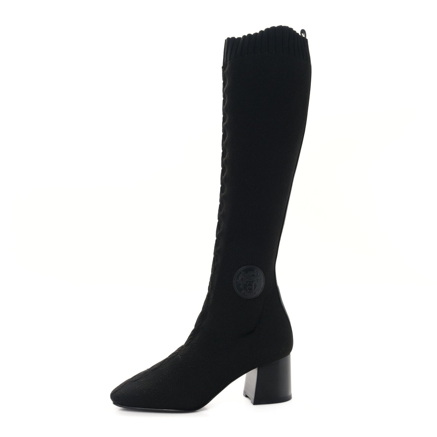 Knit Calfskin Fontaine 60 Boots 36 Black