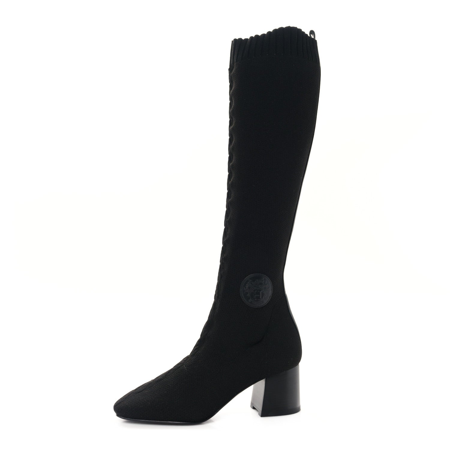 Hermes Knit Calfskin Fontaine 60 Boots 36 Black 1 of 7