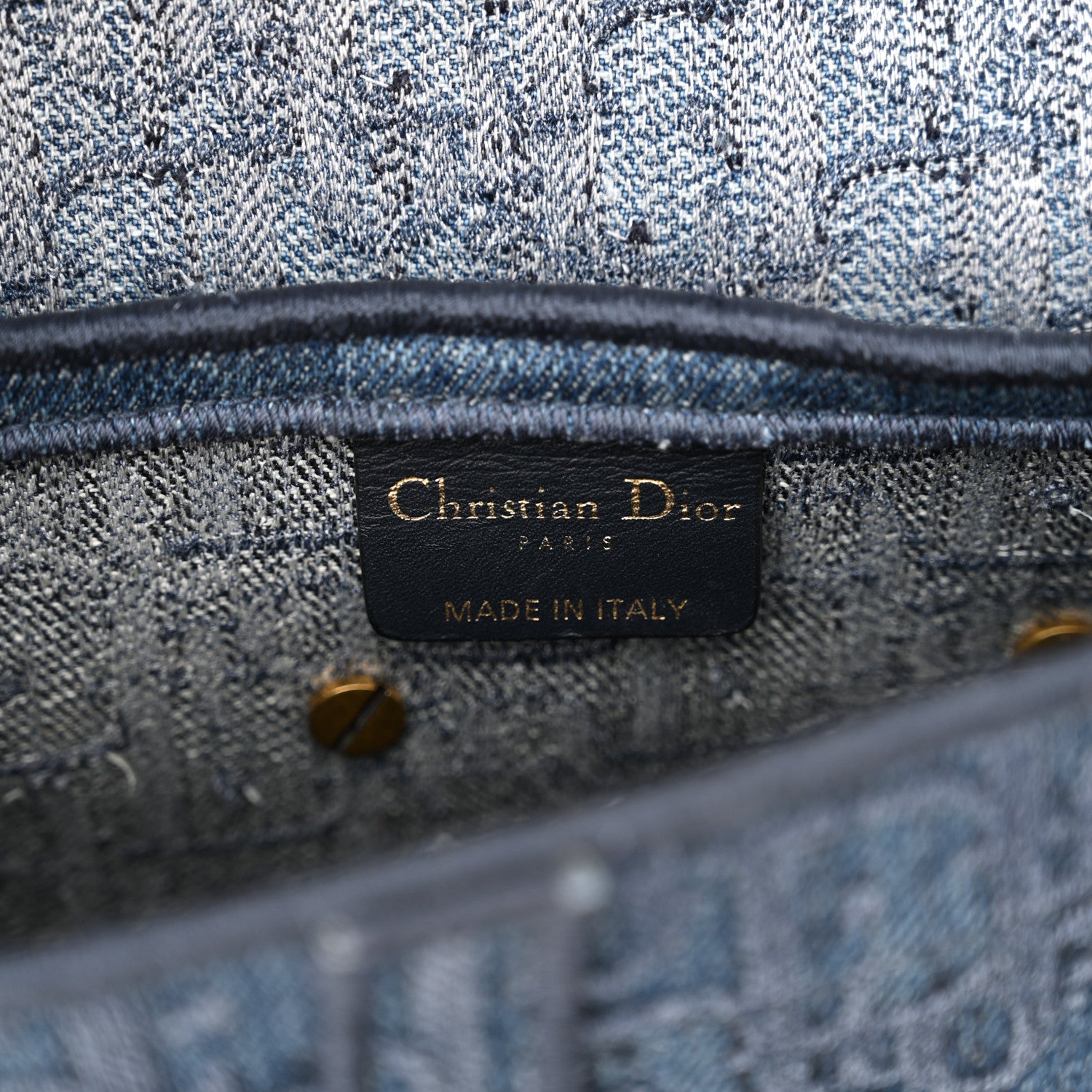 Christian Dior Oblique Embroidered Saddle Bag Denim Blue 6 of 12