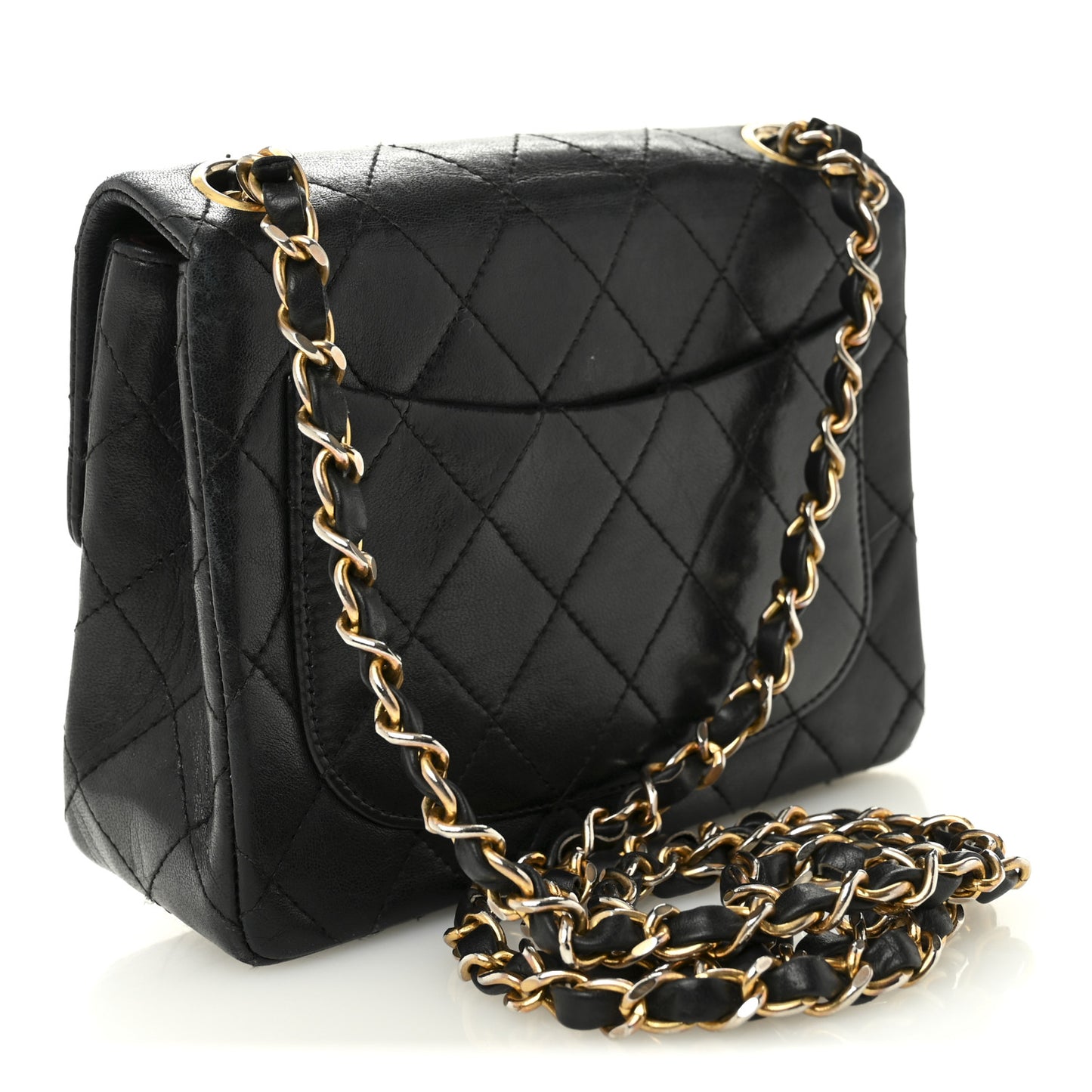 Lambskin Quilted Mini Square Flap Bag Black