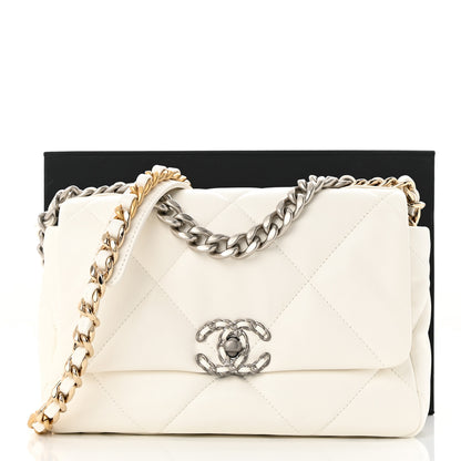 Chanel Lambskin Quilted Medium Chanel 19 Flap White 11 of 11