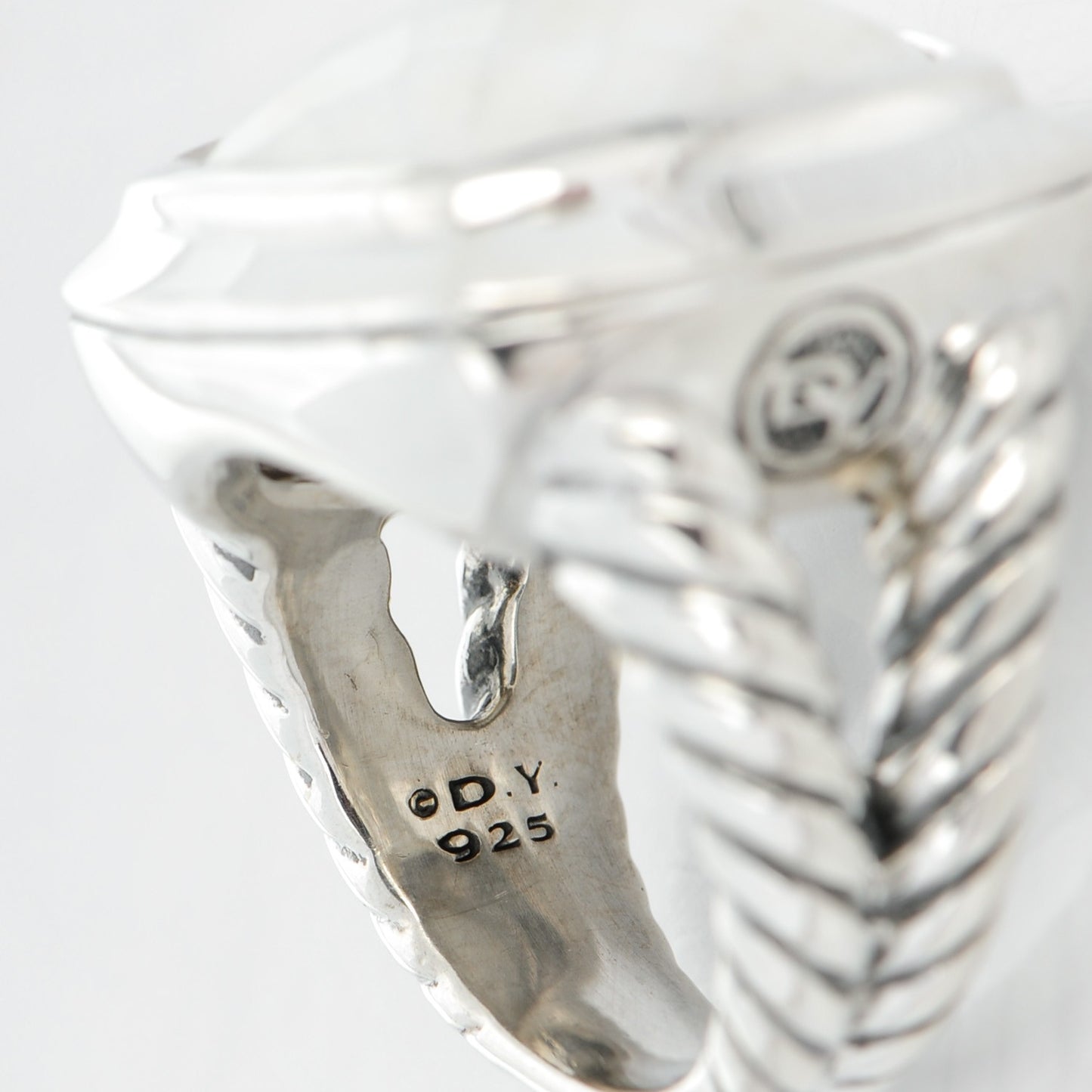 Sterling Silver White Agate 16mm Albion Ring 52 6