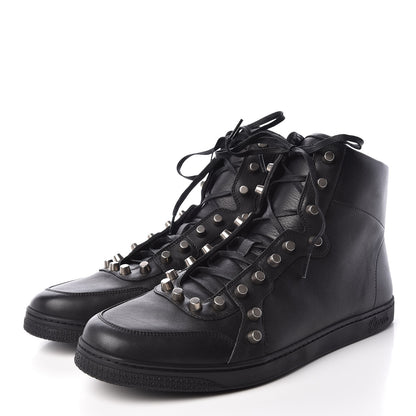 Gucci Calfskin Studded Mens High Top Sneakers 10 Black 3 of 8