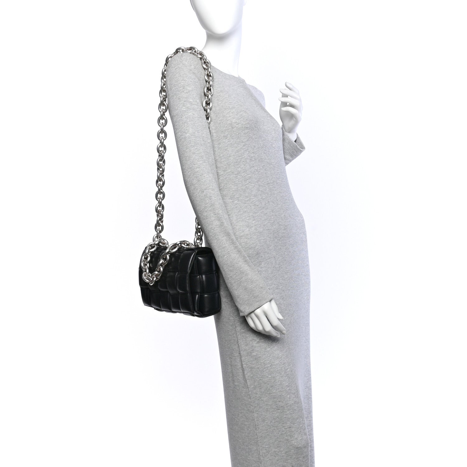 Bottega Veneta Lambskin Maxi Intreccio Padded Chain Cassette Crossbody Bag Black 2 of 10