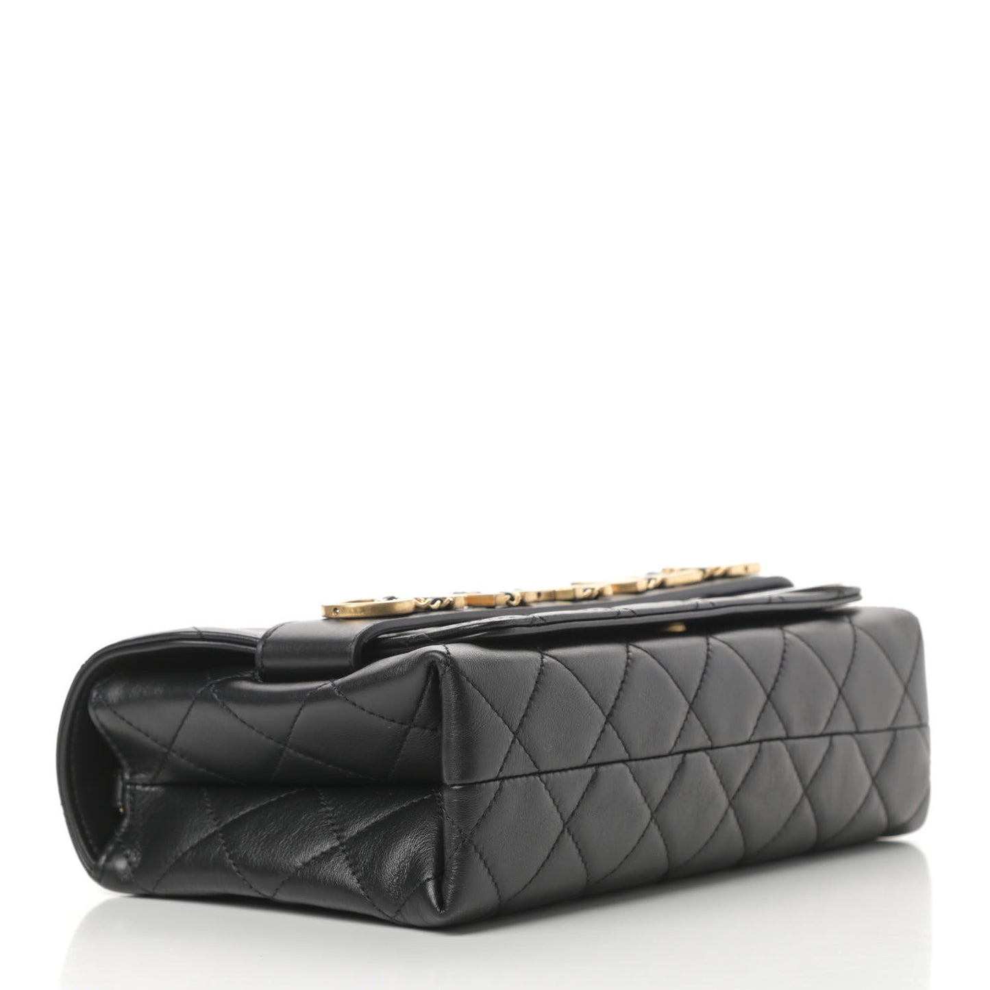 Calfskin Quilted Enchained Flap Black