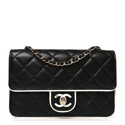 Chanel Lambskin Quilted Resin CC Mini Flap Bag Black White 1 of 11