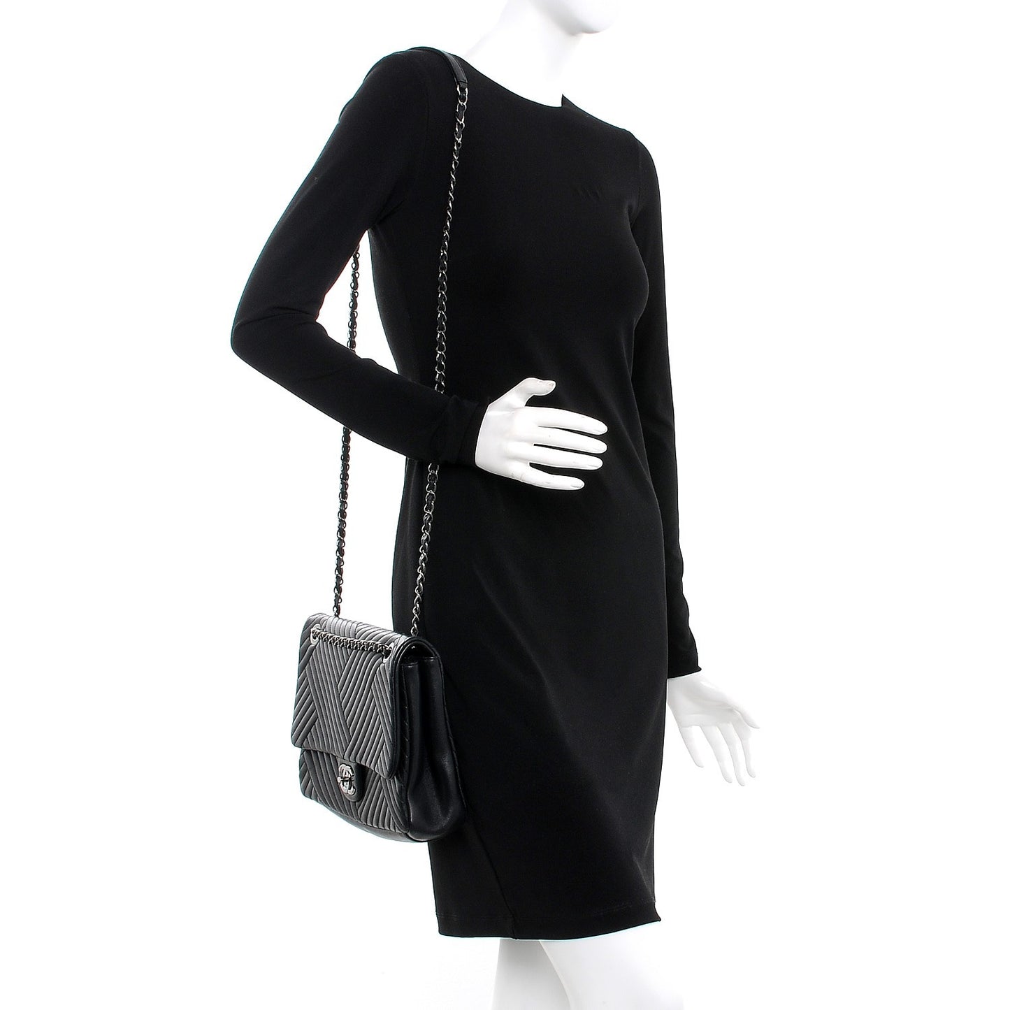 Lambskin Large CC Crossing Flap Black