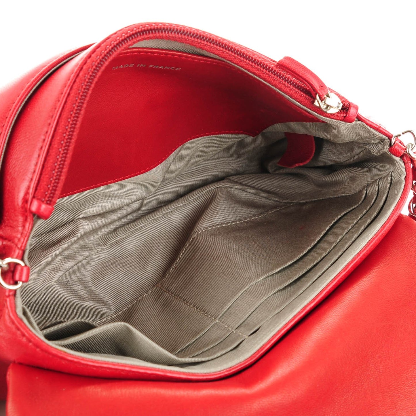 Lambskin Half Moon Wallet On Chain WOC Red