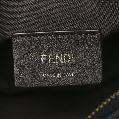 Fendi Glazed Fabric Vitello Century FF 1974 Stamp Patch Mini Camera Case Mogano Panna Black 6 of 10