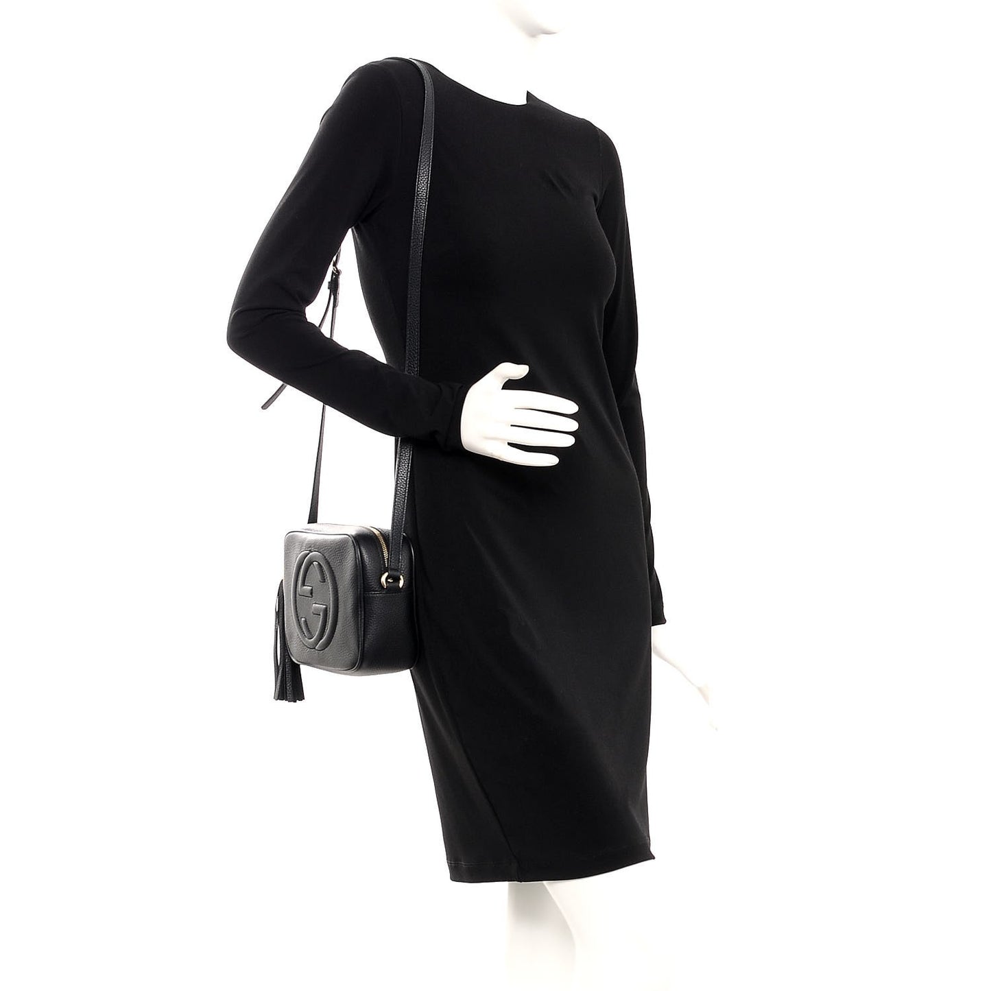 Pebbled Calfskin Small Soho Disco Bag Black
