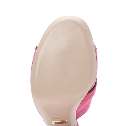 Gucci Kid Scamosciato GG Marmont Fringe 75mm Slide Sandals 39.5 Hot Pink 9 of 11