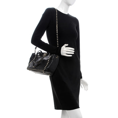 Valentino Garavani Vitello Small Rockstud Tote Black 2 of 9