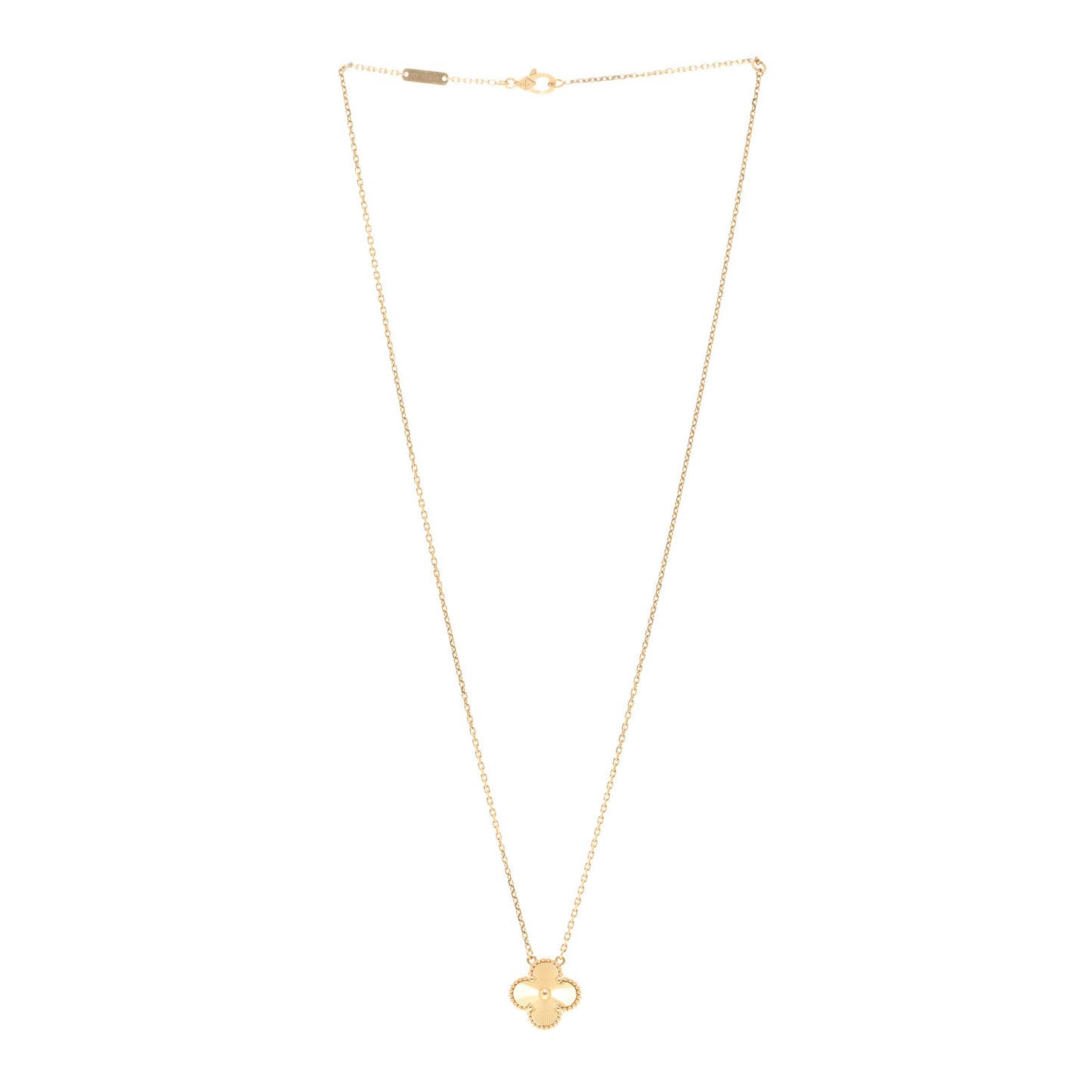 18K Yellow Gold Guilloché Vintage Alhambra Pendant Necklace