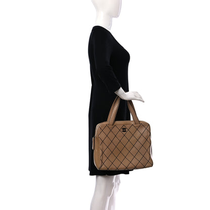 Chanel Calfskin Wild Stitch Vertical Top Handle Bag Beige 2 of 36