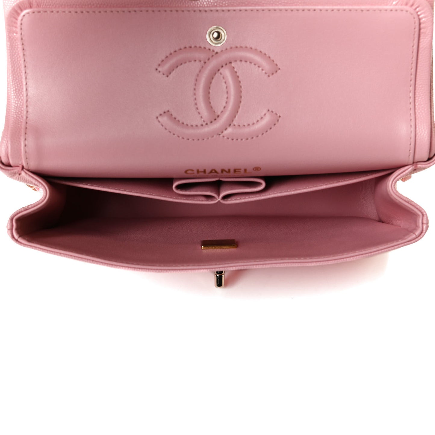 Caviar Quilted Small Double Flap Pink
