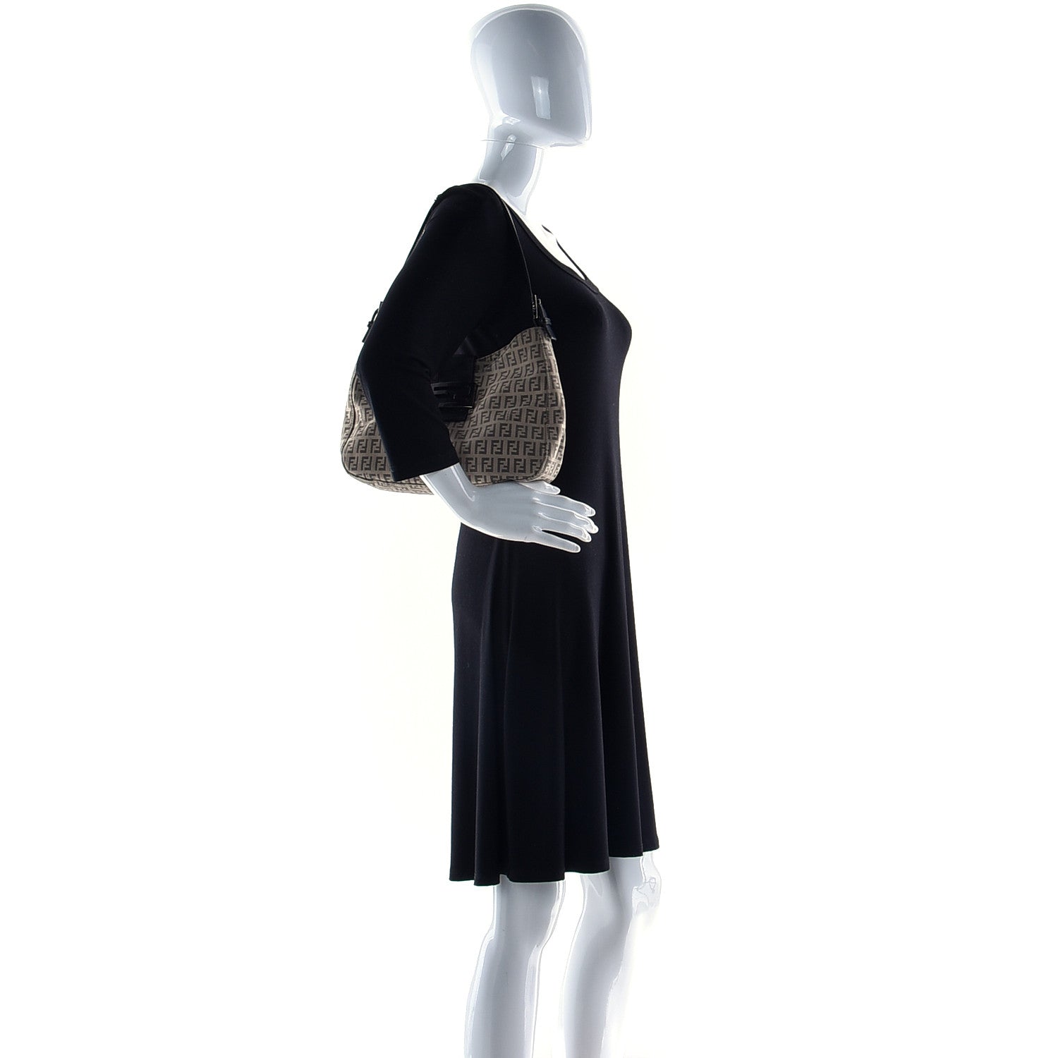 Fendi Zucchino Vitello Hobo Beige Black 2 of 12