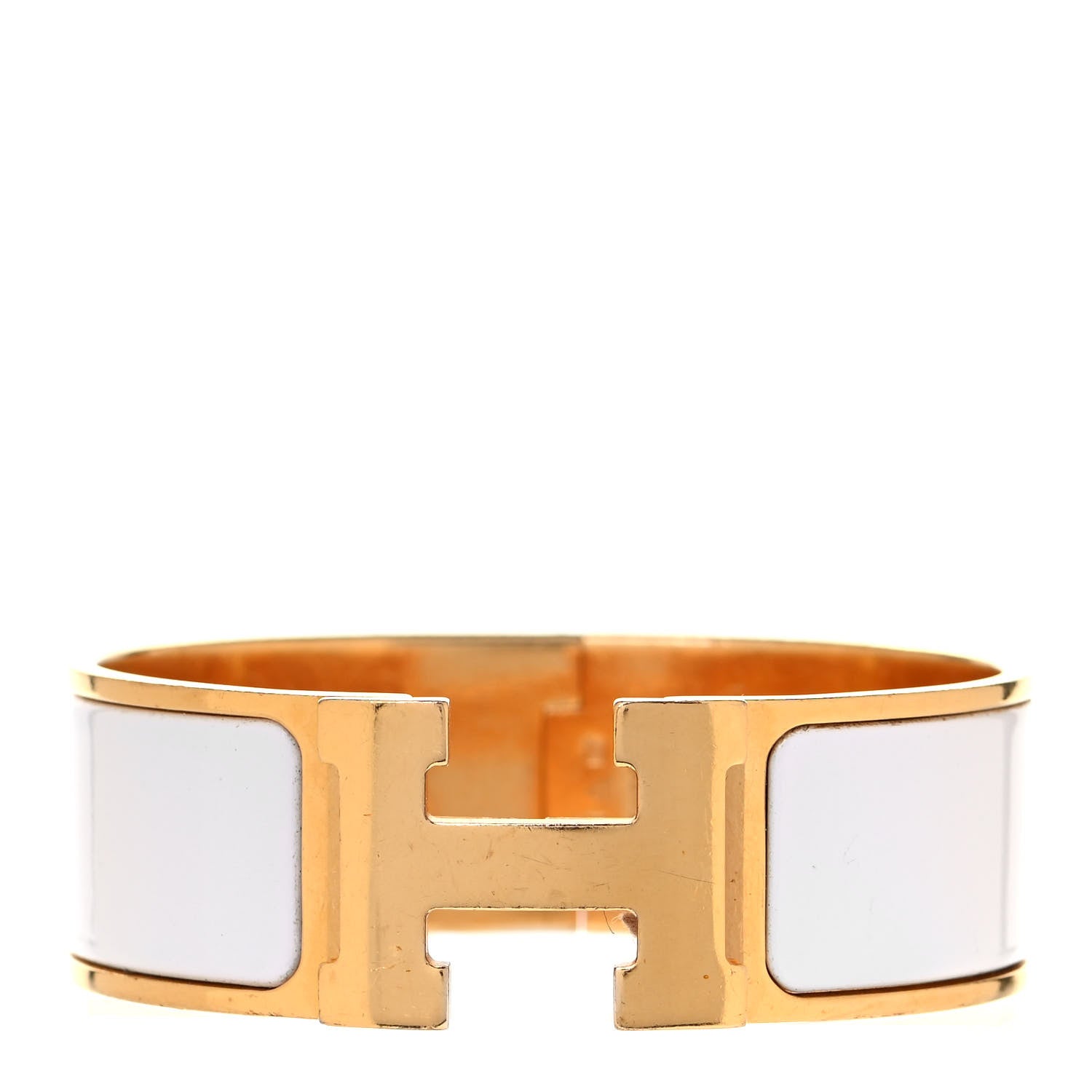 Hermes Enamel Wide Clic Clac H Bracelet PM White 1 of 5