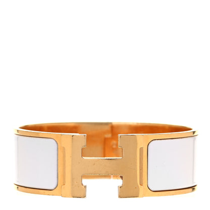 Hermes Enamel Wide Clic Clac H Bracelet PM White 1 of 5